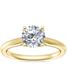 NUEVO. Anillo de compromiso con diamante solitario y diseño de hoja, en oro amarillo de 14 k
